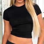 Basic Cropped Crew Neck T-Shirt — Image 2