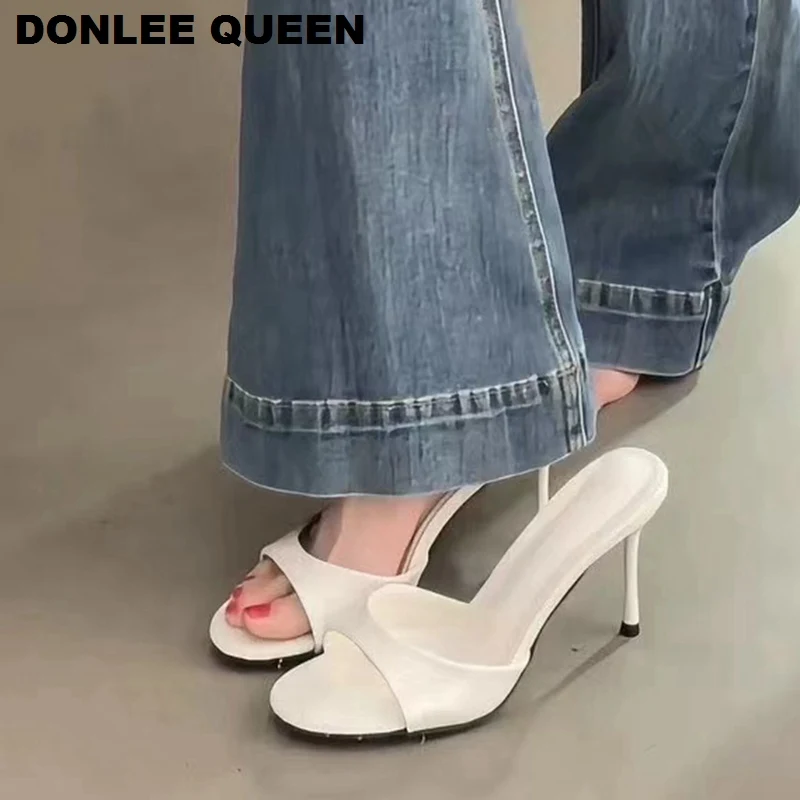 Open-Toe Thin-Heel Slippers