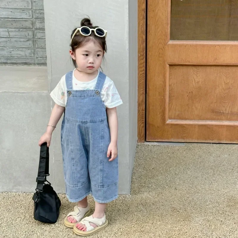 Kids' Denim Romper with Straps