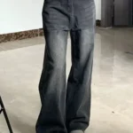 جينز بخصر عالٍ وساق مستقيمة واسعة — صورة 2
