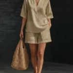 Casual Loose Short Sleeve V-Neck Set — Image 4