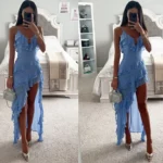Solid Beach Dress with Ruffles — Image 4