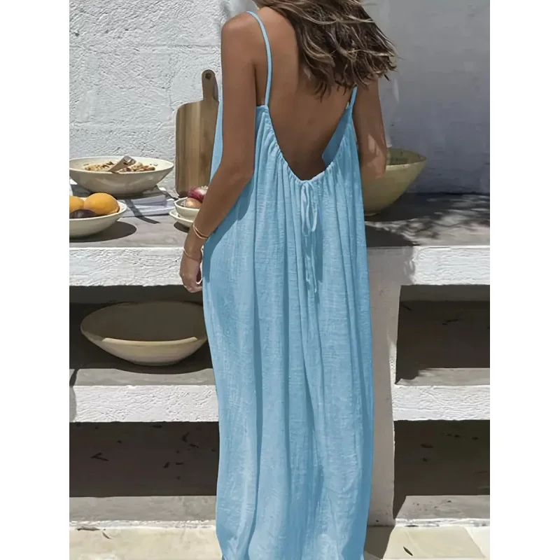 Long Loose Strapless House Dress