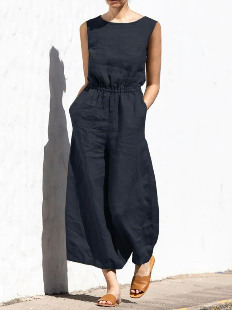 Solid Sleeveless Jumpsuit