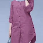 Loose Long Sleeve Shirt with Curved Hem — Image 3