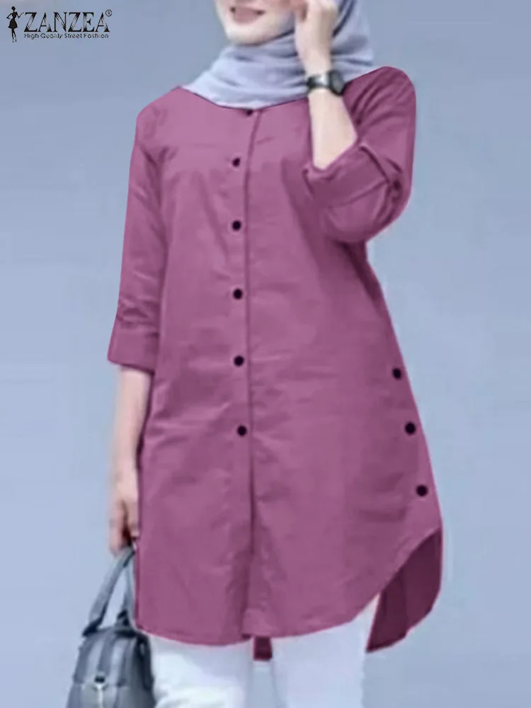 Loose Long Sleeve Shirt with Curved Hem