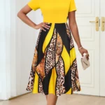 Elegant Floral Short Sleeve A-Line Formal Dress — Image 4