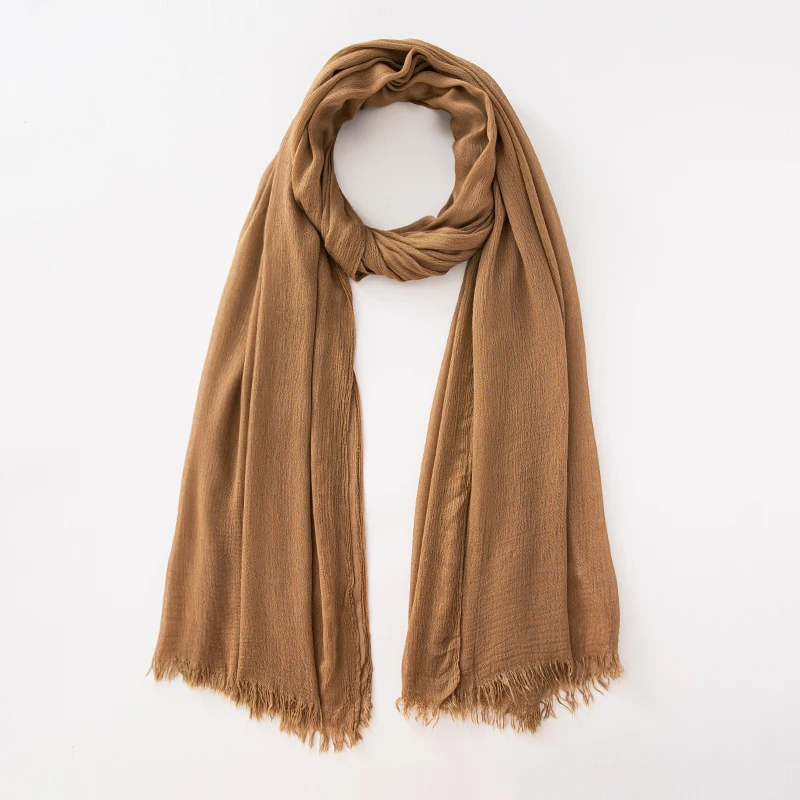 Solid Cotton Hijab with Fringe — Image 32