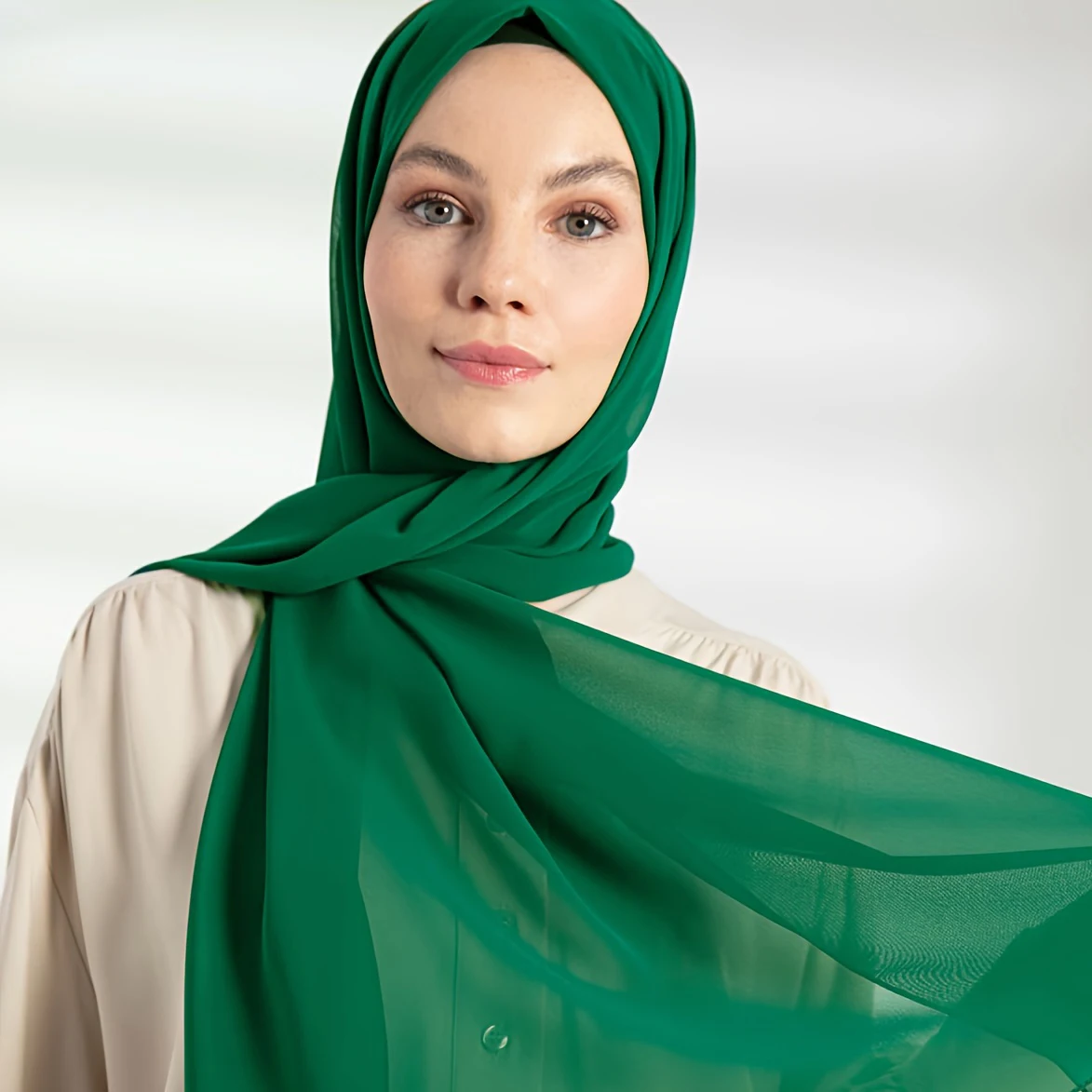 طرحة خمس قطع شيفون سادة