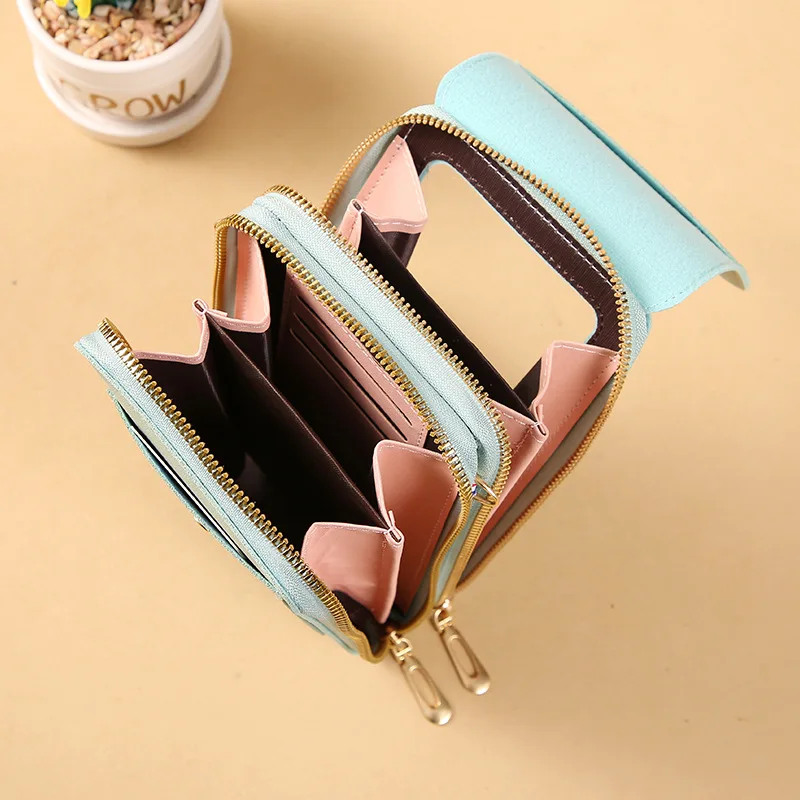 Soft Leather Handheld Wallet with Touch Screen