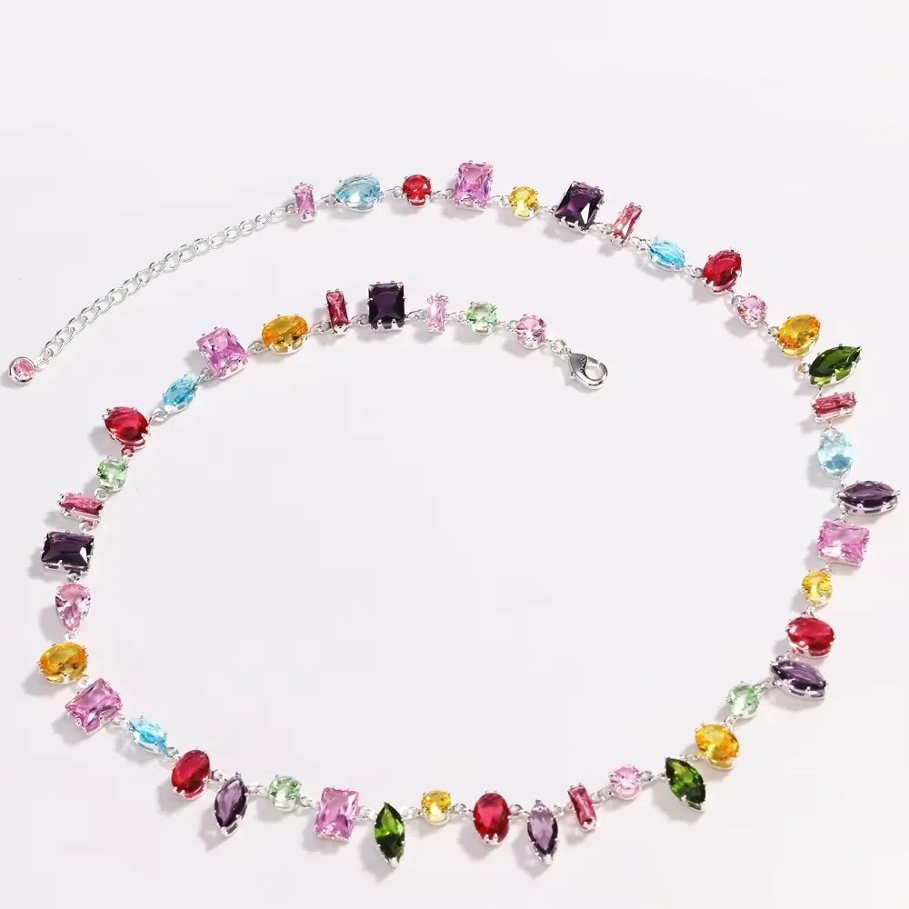 Colorful Zircon Crystal Necklace