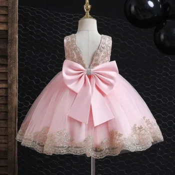 Baby Embroidered Dress with Bow