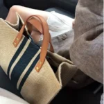 Large-Capacity Striped Canvas Tote Bag — Image 2