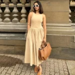 فستان طويل بلون كاكي أنيق — صورة 6