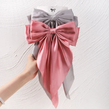 Girls' Elegant Solid Hair Clip with Bow