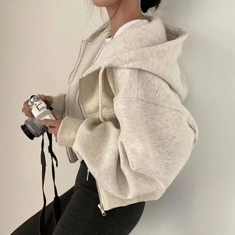 Women's Cropped Hoodie with Inner Lining