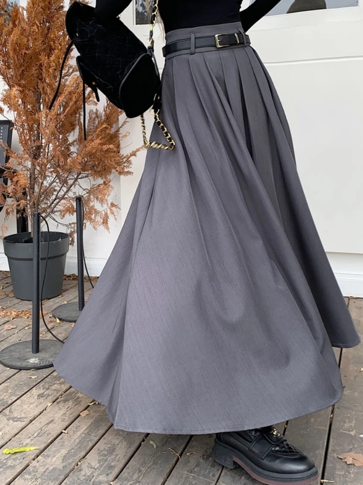 Elegant Gray Maxi Skirt