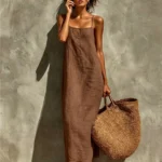 Solid Summer Dress with Spaghetti Straps