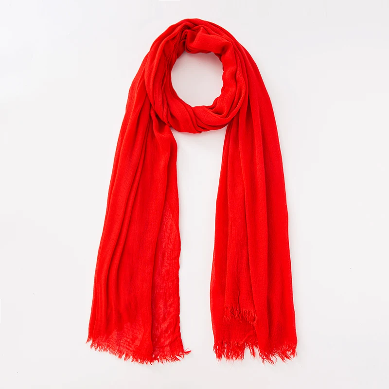 Solid Cotton Hijab with Fringe — Image 42