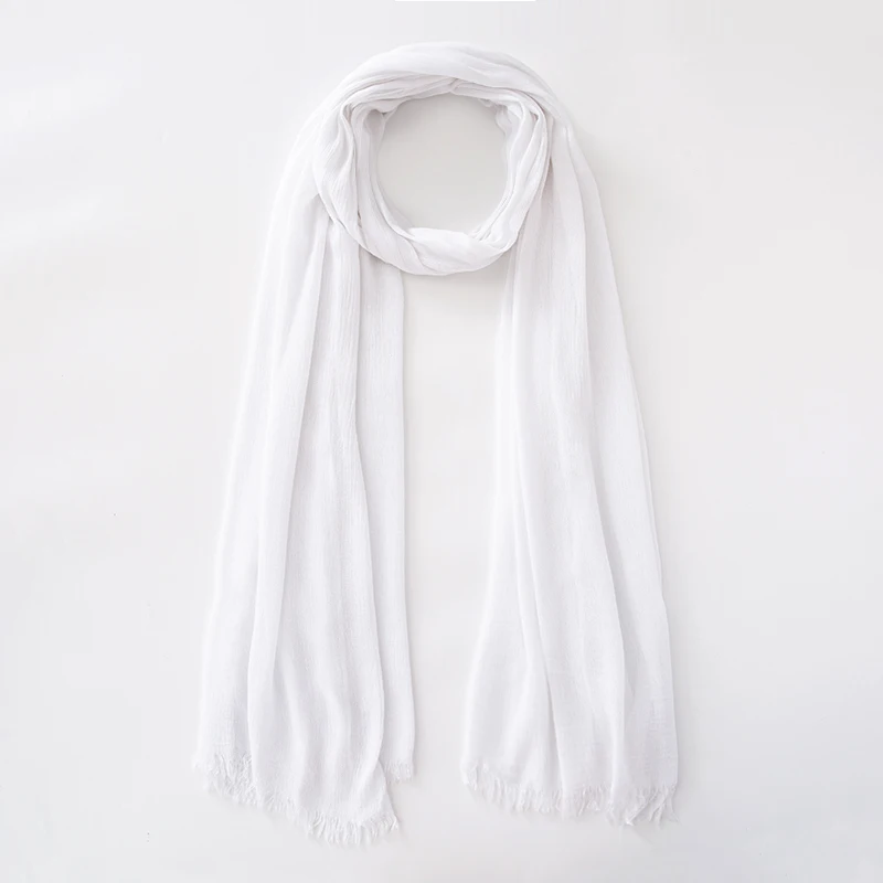 Solid Cotton Hijab with Fringe — Image 36