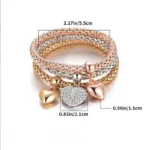 3-Piece Heart Lock and Key Bracelet Set — Image 2