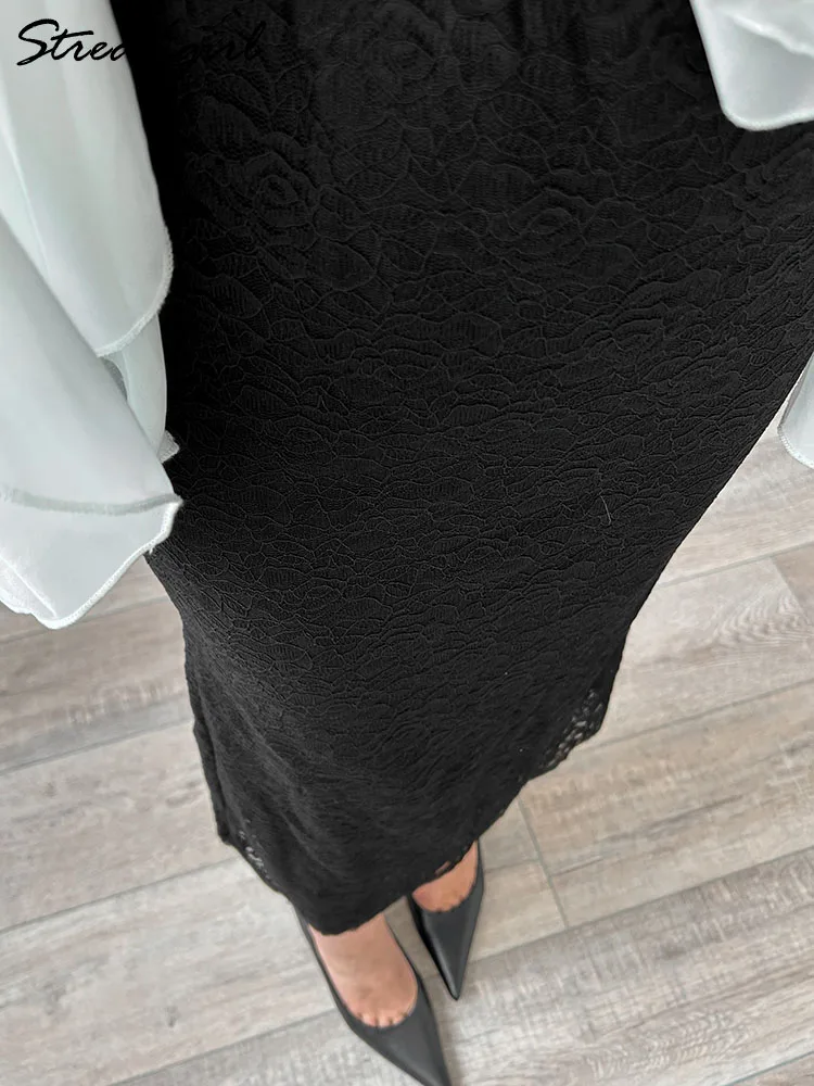 Fitted White Lace Maxi Skirt