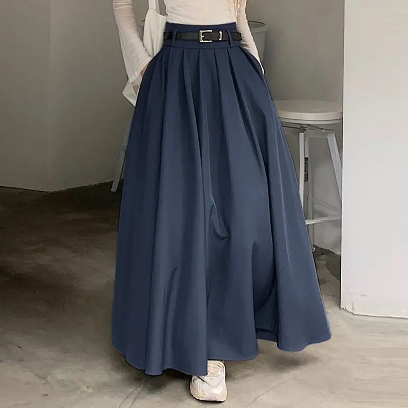 High Waist Pleated Skirt with Wide Swing — Image 17