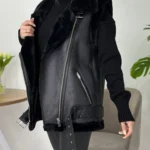 Faux Fur Vest with Turn-Down Collar and Zip Closure — Image 2