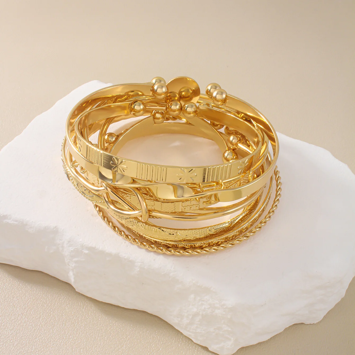 12-Piece Layered Open Bracelet Set