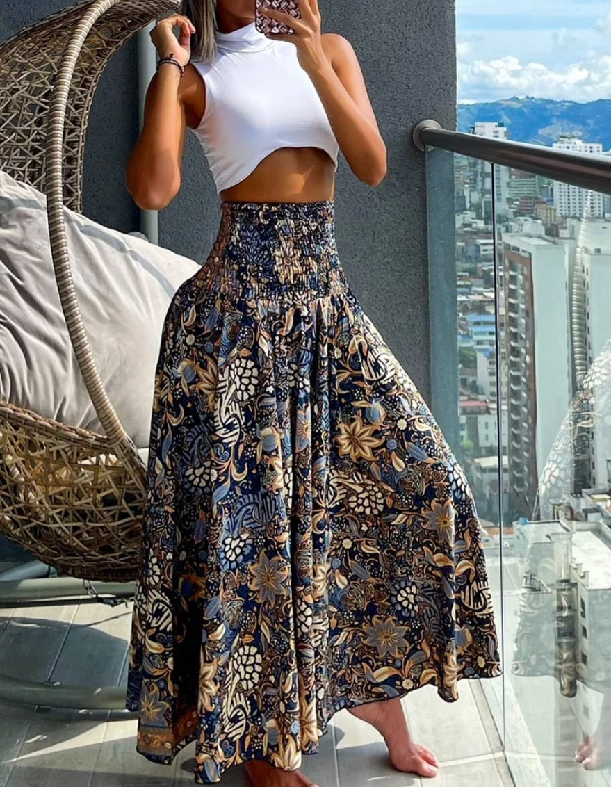 Bohemian Paisley Print Skirt