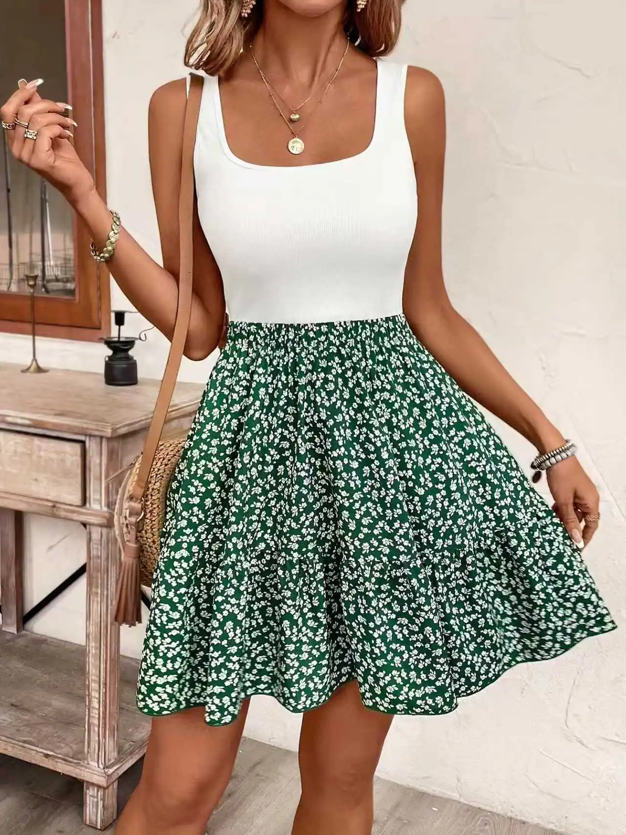 Elegant Square Neck Dress