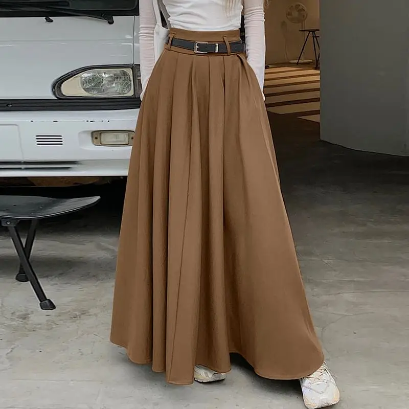 High Waist Pleated Skirt with Wide Swing — Image 20