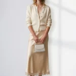 Satin Maxi Skirt with Lace Trim — Image 4