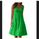 Short Boho Dress with Ruffles and Round Neck — Image 5