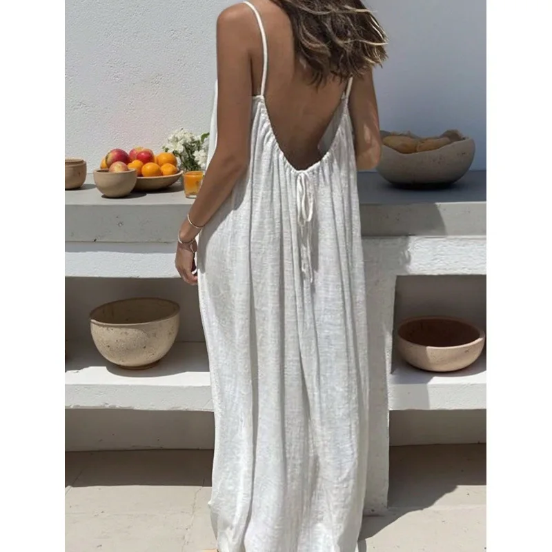 Long Loose Strapless House Dress