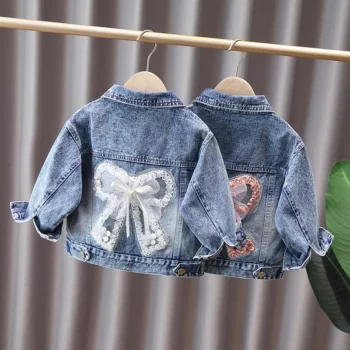 Baby Lace Denim Jacket with Bow