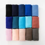 Solid Cotton Hijab with Fringe — Image 2