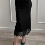 Fitted White Lace Maxi Skirt — Image 2