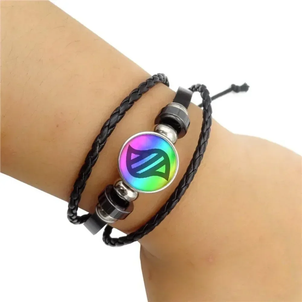 Braided Leather Bracelet with Glass Stone