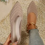 Solid Knitted Pointed-Toe Flats — Image 3