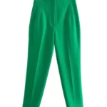 High Waist Straight Pants with Pockets and Front Zipper — Image 2