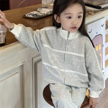 Girls' 2-Piece Casual Autumn Set with Zipper