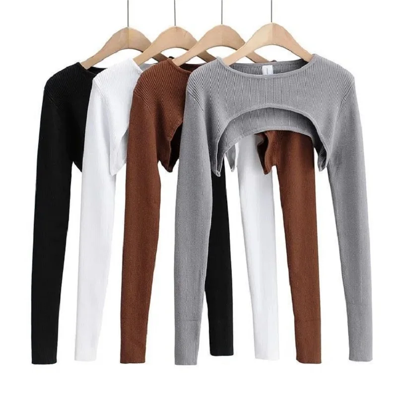 Knitted Long Sleeve Autumn Crop Top