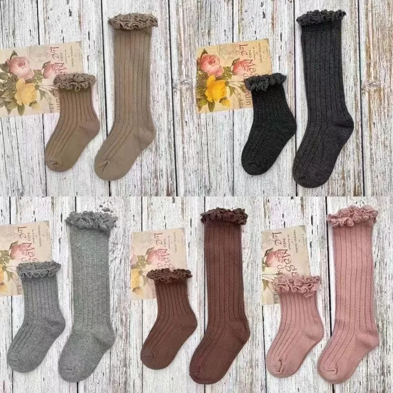 جوارب بناتي طويلة ناعمة بكشكش — صورة 23