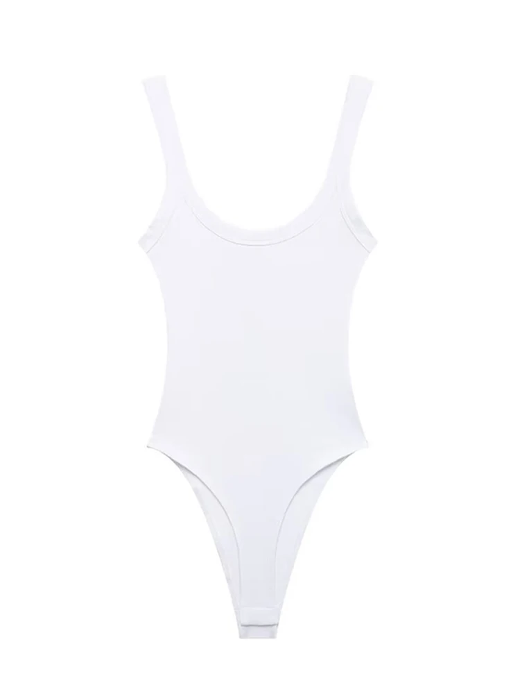 Slim-Fit Ribbed Bodysuit with Buttons