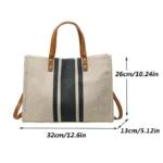 Large-Capacity Striped Canvas Tote Bag — Image 6