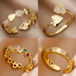 Geometric Heart Ring with Zircon
