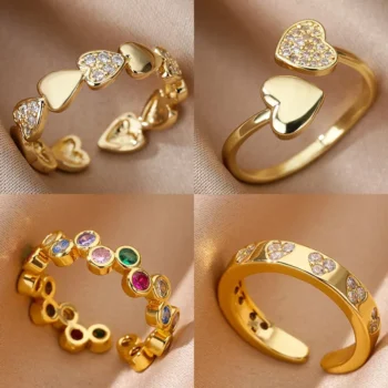 Geometric Heart Ring with Zircon