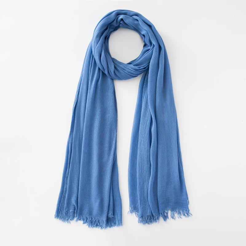Solid Cotton Hijab with Fringe — Image 35