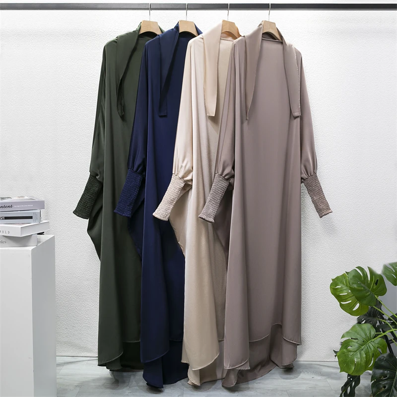 Prayer Abaya with Hood and Ruffled Sleeves